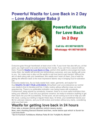 Powerful Wazifa for Love Back in 2 Day – Love Astrologer Baba ji