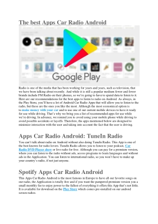 The android car radio applications
