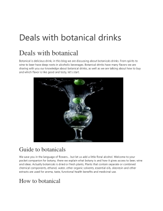 Deals with botanical drinks