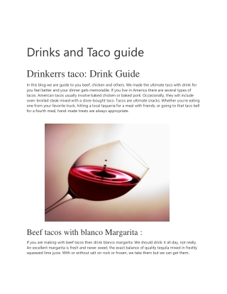 Drinks and Taco guide