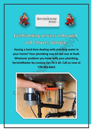 Full Plumbing Services in Roswell and Conyers, Georgia