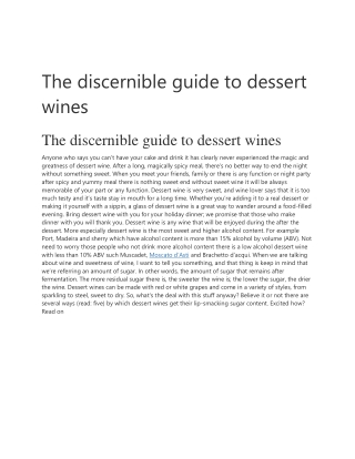 The discernible guide to dessert wines