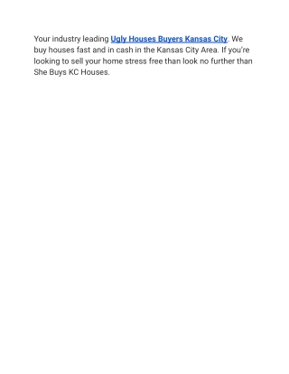 Ugly Houses Buyers Kansas City