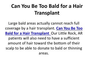 Can You Be Too Bald for a Hair
