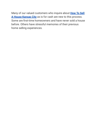 How To Sell A House Kansas City