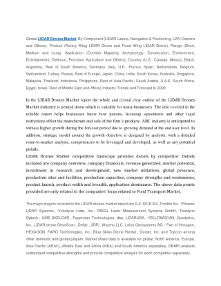 LIDAR Drones Market Segmentation, Size, Analysis, Key Players and Forecast 2028