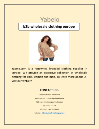 b2b wholesale clothing europe
