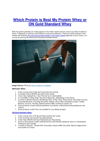 Which Protein is Best My Protein Whey or ON Gold Standard Whey