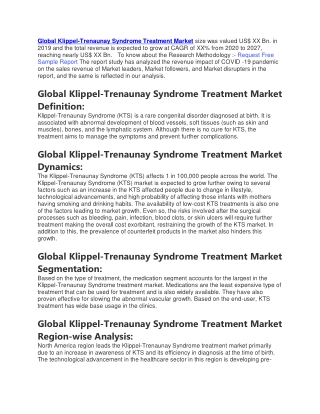 Global Klippel-Trenaunay Syndrome Treatment Market