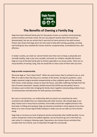 The Benefits of Owning a Family Dog