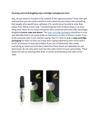Vape Cartidge Packaging