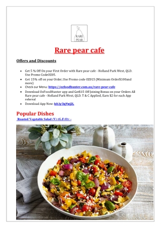 5% Off - Rare pear cafe Menu Holland Park West, QLD