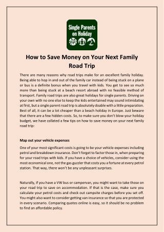 How to Save Money on Your Next Family Road Trip