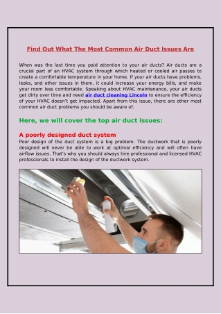 Find Out What The Most Common Air Duct Issues Are