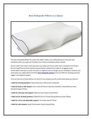 Best Orthopedic Pillows at a Glance