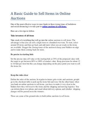 Online auctions to sell items.