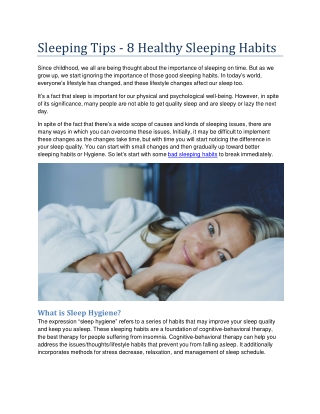 Sleeping Tips - 8 Healthy Sleeping Habits