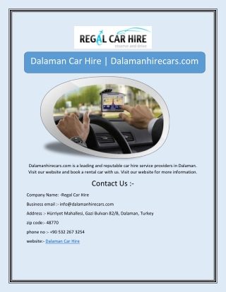 Dalaman Car Hire | Dalamanhirecars.com