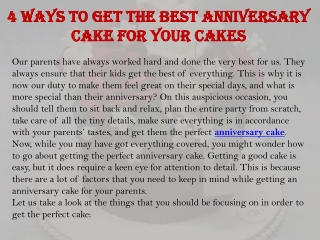 4 ways to get the best anniversary cake for your cakes
