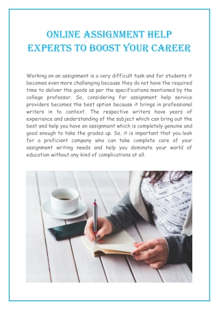 Online Assignment Help Experts To Boost Your Career