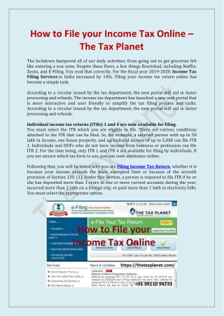 How to File your Income Tax Online – The Tax Planet