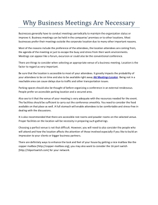 Why Business Meetings Are Necessary