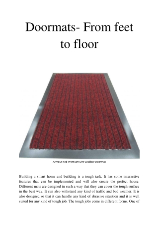 Doormats- From feet to floor