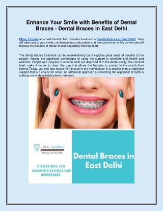 Enhance Your Smile with Benefits of Dental Braces - Dental Braces in East Delhi