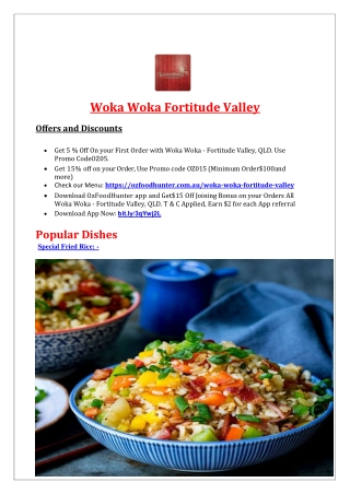 5% Off - Woka Woka Restaurant Fortitude Valley Menu, QLD