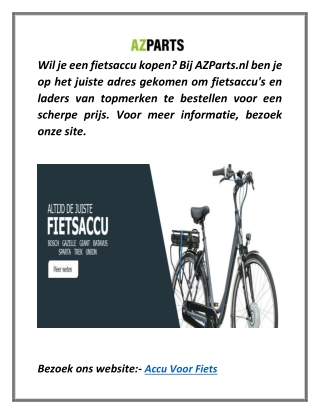 Elektrische fietsaccu | Azparts.nl