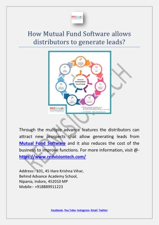 How Mutual Fund Software allows distributors to generate lead