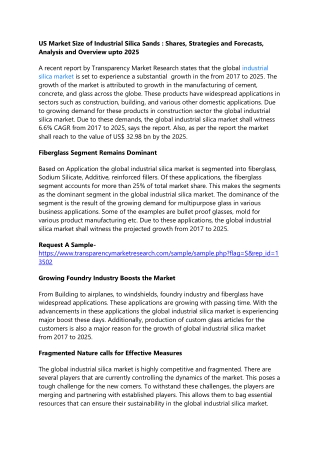 US Market Size of Industrial Silica Sands:Shares, Strategies and Forecasts, Anal