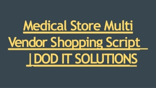 Best Pharmacy Store Multi Vendor Script - DOD IT SOLUTIONS