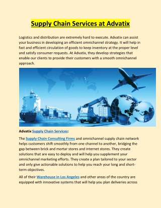 Supply Chain Services at Advatix