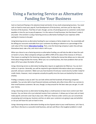 Using a Factoring Service as Alternative Funding for Your Business