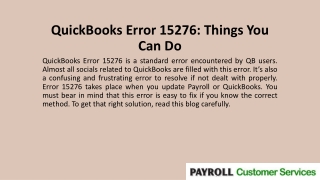 QuickBooks Error 15276: Things You Can Do