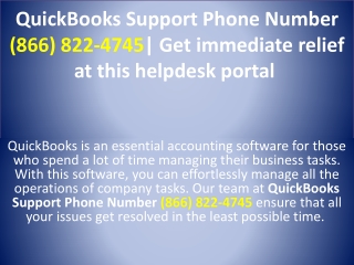 QuickBooks Support Phone Number (866) 822-4745