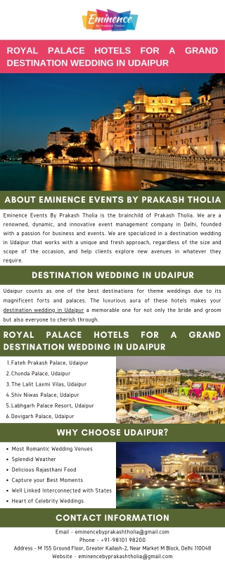 Royal Palace Hotels for a Grand Destination Wedding in Udaipur