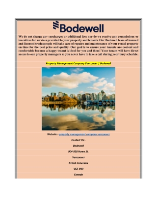 Property Management Company Vancouver  Bodewell