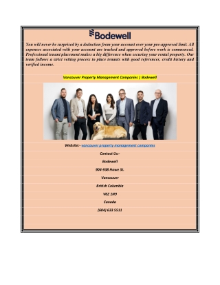 Vancouver Property Management Companies  Bodewell