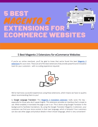 5 Best Magento 2 Extensions for eCommerce Websites