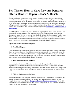 Pro Tips on How to Care for your Dentures after a Denture Repair – Do’s & Don’ts-converted