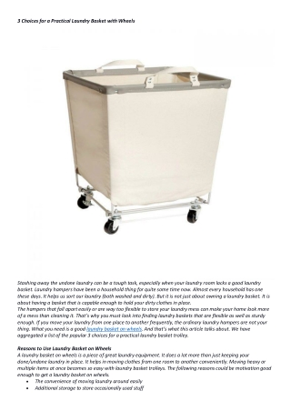 3 choices for a practical laundry basket with wheels