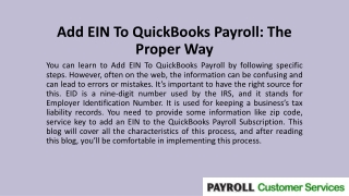 Add EIN To QuickBooks Payroll: The Proper Way