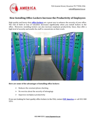 How Installing Office Lockers Increase the Productivity of Employees