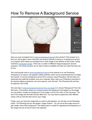 How To Remove A Background Service