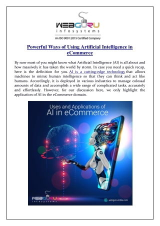 Powerful Ways of Using Artificial Intelligence in eCommerce