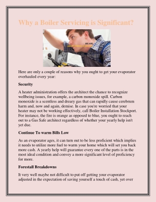 Why a Boiler Servicing is Significant