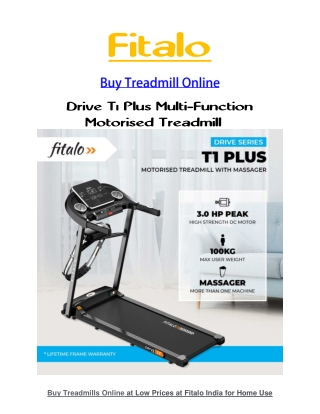 Buy Fitalo T1 Plus Treadmill Online at Best Prices