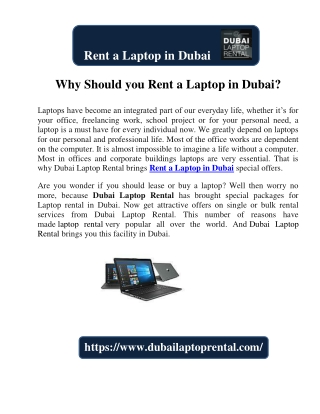 Why Should you Rent a Laptop in Dubai?